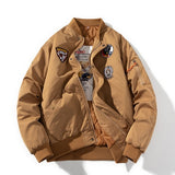 Winter Pilot Jackets Men Military Bomber Jacket Badge Embriodery Basketball Coat Hooded Parkas Male Fashion Autumn Black Brown