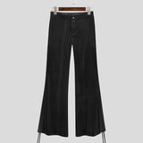 Foesce Sexy Fashion Slit Long Pants Men's Loose Pleuche Bell-bottoms Male Solid Comfortable Hot Sale Slack Trousers S-5XL