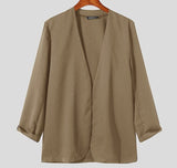 Stylish New Men Blazer Leisure Style Loose Buttons Male All-match Simple Collarless Long-sleeved Suits S-5XL Tops