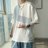 Manual Sewing Men's Summer T-shirts Korean Man Oversized Short Sleeve Tshirt Streetwear Men Women Tops Tees