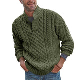 Knitted Sweater Men Solid Argyle Loose Fall and Winter Male Clothing Pullovers Vintage Style Green Sweaters for Man