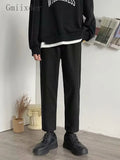 Foesce Simple Straight Wide Leg Trousers for Men Women Spring Autumn Hong Kong Style Streetwear Casual Harajuku Trousers