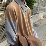 Foesce Pullovers Women Fake Two Piece Sweater Couple Autumn Retro Style Korean Chic Student Youth Y2K Spliced Loose-fitting Long Sleeve