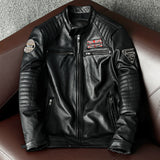 Foesce Biker Popular motor style Vintage men's quality genuine leather Jacket slim 100% natural cowhide coat.Dermis