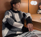 Fashion New Couple Sweaters O-Neck Pullovers Clothing Patchwork Plaid Wool Autumn Winter Casual Sweater Coat Men