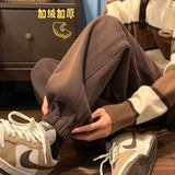 Winter Plush Thick Pants Men Warm Fashion 4-color Casual Thicken Pants Men Streetwear Korean Loose Straight Pants Mens Trousers