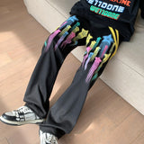 Foam Rainbow Meteor Print Pants Casual Loose Trousers Sweatpants Couple Neutral Fashion Wide Leg Joggers Hip Hop Street Apparel