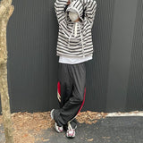 Foesce Retro Patchwork Sports Pants Men Women's Straight Tube Oversize Wide Leg Sweatpans Casual Streetwear Versatile Trousers