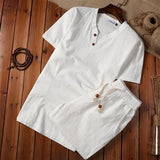 Spring Autumn Linen Suit Men's Long-sleeved Trousers Breathable Men's Casual Summer Cotton Linen Two-piece Suit
