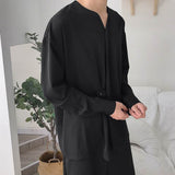 Foesce Mesh Shirt Apparel Short Bulk Shirts For Men Male Autumn Casual Loose Lrregular Shirt Collarless Long Sleeve Shirt Sleeve Shirt