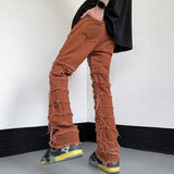 Foesce Grunge Clothes Y2K Streetwear Stacked Slim Jeans Flared Pants Men Black Hip Hop Straight Women Long Trousers Pantalon Homme