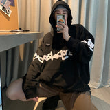 Foesce NoEstaMal High Street Letter Graphic Men's Hooded Sweatshirts Fashion Casual Oversize Hoodies Oversized Men's Pullovers Unisex