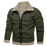 Winter Leisure Wool Inner Lapel Jackets Men Fall Fashion Solid Color Turn-down Collar Zipper Coats For Mens Trend Outerwear