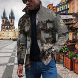 Vintage Leopard Jackets Men Spring Loose Long Sleeve Button-down Turn-down Collar Casual Coats Mens Fall Fashion Outerwear