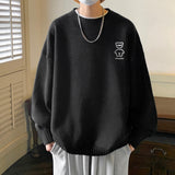 Foesce Autumn Winter Men's Sweater Mock Neck Waffle Bear Graphic Male Knitted Pullovers Casual Harajuku Clothing