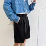 Summer Casual Men Suit Shorts Male Japan Korea Streetwear Retro Fashion Straight Shorts