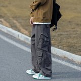 Foesce Baggy  Large Pocket Cargo Pants Men Khaki Cargo Trousers Neutral Vintage Loose Casual Autumn Japanese Streetwear Hip Hop Pant