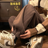 Winter Plush Thick Pants Men Warm Fashion 4-color Casual Thicken Pants Men Streetwear Korean Loose Straight Pants Mens Trousers