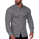 Spring Summer Solid Color Casual Shirts Men Fashion Long Sleeve Turn-down Collar Buttoned Shirt Tops Mens Leisure Clothes