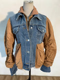 Loose Fit Green Denim Big Size Pleated Jacket New Lapel Long Sleeve Women Coat Fashion Tide Spring Autumn