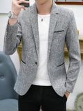 Foesce New Fashion Casual Men Blazer Cotton Slim Korea Style Suit Blazer Masculino Male Suits Jacket Blazers Men Clothing Plus Size 4XL