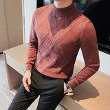 New Men's Cashmere Sweater Half Turtleneck Men Sweaters Knit Pullovers For male Youth Slim Knitwear Man Sweater S-4XL