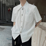 Men's Summer Casual Short-Sleeved Shirts/Male Loose and Trend Camisa Masculina Fashion Houndstooth Shirts Clothing Homme