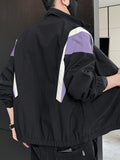 Spring New Patchwork Jacket Men Fashion Streetwear Casual Coat Green Black Stand Collar Harajuku Windbreaker Outwear