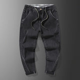 Winter Thick Warm Fleece Jeans Men Pants High Qualiy Large Size Stretch Cotton Solid Denim Joggers Baggy Jean Trousers