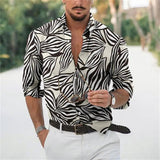 Foesce Hawaiian Butterfly Shirts For Men 3d Long Sleeve Flower Shirt Beach V-neck Oversized Tops Tee Shirt Homme Summer Clothing