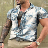 Men's Vintage Shirts  Spring Summer Casual Short Sleeve Button Lapel Loose Shirt For Men Clothes Fashion Graphic Print Tops