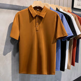 Summer New Solid Color Men Polo Shirt Comfortable Simple Casual Business Male Office Short-sleeved Shirt Black White Gray