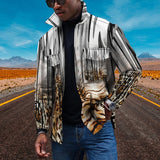 Vintage Leopard Jackets Men Spring Loose Long Sleeve Button-down Turn-down Collar Casual Coats Mens Fall Fashion Outerwear