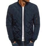 Solid Jackets for Men Autumn and Winter Men's Color Loose Men Jacket Argyle Blue Male Winter Coat with Casual Slim Warm