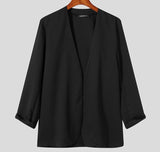 Stylish New Men Blazer Leisure Style Loose Buttons Male All-match Simple Collarless Long-sleeved Suits S-5XL Tops