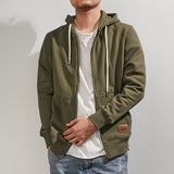 Foesce Men's retro thick heavy coat in autumn and winter, add velvet and thick long sleeve hooded cardigan sweater in leisure.