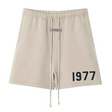 Summer new men's shorts streetwear outdoor men's and women's casual five-point pants cotton print number 1977 shorts