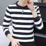 Foesce New Autumn Winter Thick Warm Fashion Striped Korean Sweater Men Trend Brand Pullovers Sweatshirt High Quality Knitwear Male
