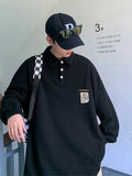 Foesce Retro Waffle Lapel Shirt Men Women Spring Autumn Long Sleeve Shirt American Patch Design High Street Jacket