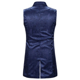 Mens Waistcoats Fall Vintage Floral Embroidery Turn-down Collar Double Breasted Sleeveless Vest Jacket Spring Men Retro Blazers