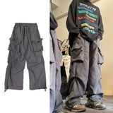 Black Cargo Pants for Men Hip Hop Gray Cargo Trousers Male Red Spring Cotton Loose Casual Streetwear Hip Hop Pocket