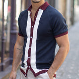 Summer Men's Luxury Clothing Knit Short Sleeve Polo Shirt Casual Streetwear Lapel Button Down Cardigan Breathable Tops