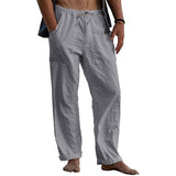 Foesce New Men's Casual Cotton Linen Pants Male Summer Large Size Breathable Solid Color Trousers Sports Fitness Streetwear S-5XL