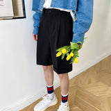 Summer Casual Men Suit Shorts Male Japan Korea Streetwear Retro Fashion Straight Shorts