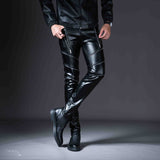 Foesce New Winter Spring Mens Skinny Biker Leather Pants Fashion Faux Leather Motorcycle Trousers For Male Trouser Stage Club Wear