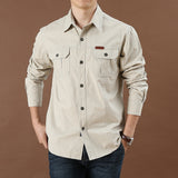 Foesce New Large Size Shirts Men's Cotton Solid Color Casual Loose Long Sleeve Tops Spring Autumn Fashion Trend Men's Clothes