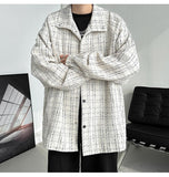 Spring Autumn Casual Premium Heavy Shirts Men Solid Loose Long Sleeve Shirts Male Hip Hop Thick Korean Man Woolen Coat New