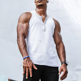 Men Casual Breathable Slim Sports Shirt Fashion Pullover Vest Summer Sleeveless Sports T-Shirts Men's Solid Color Vest Tops