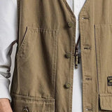 Men's Vests Casual Pockets Sleeveless V Neck Korean Style Loose Spring Autumn Waistcoat Fishing Waistcoats Clothing chalecos