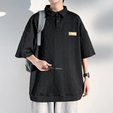 Summer 350g Grams of Mens Short-sleeved Bottoming T-shirt Male Large Size Senior Sense of Fashion Polo Collar Tops Men